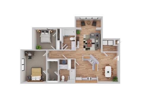 Floor plan for 2 beds, 1 bath, 1153 sqft